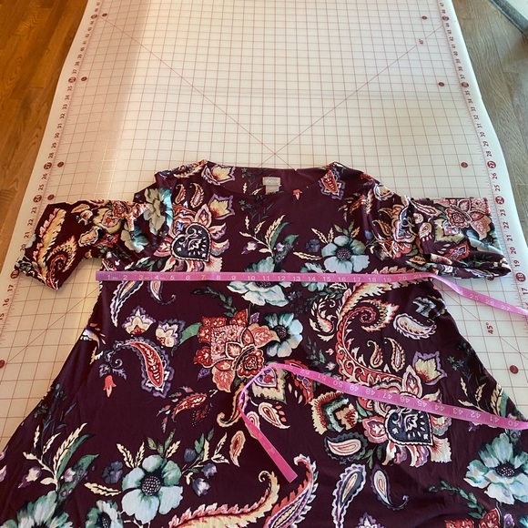 Chico’s size 2 large NWT burgundy maroon purple multi colored floral boho - Picture 13 of 16
